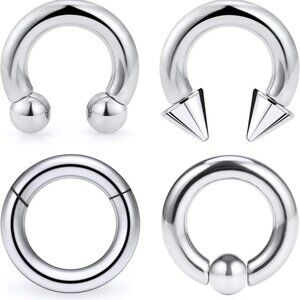 Large 6G Septum Ring Set Hypoallergenic Surgical Steel Cartilage Nose Body Jewel
